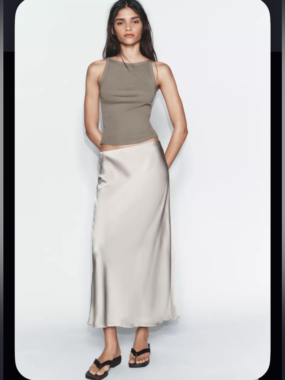 NWT Zara Satin Effect Women's Cream Slip Skirt
